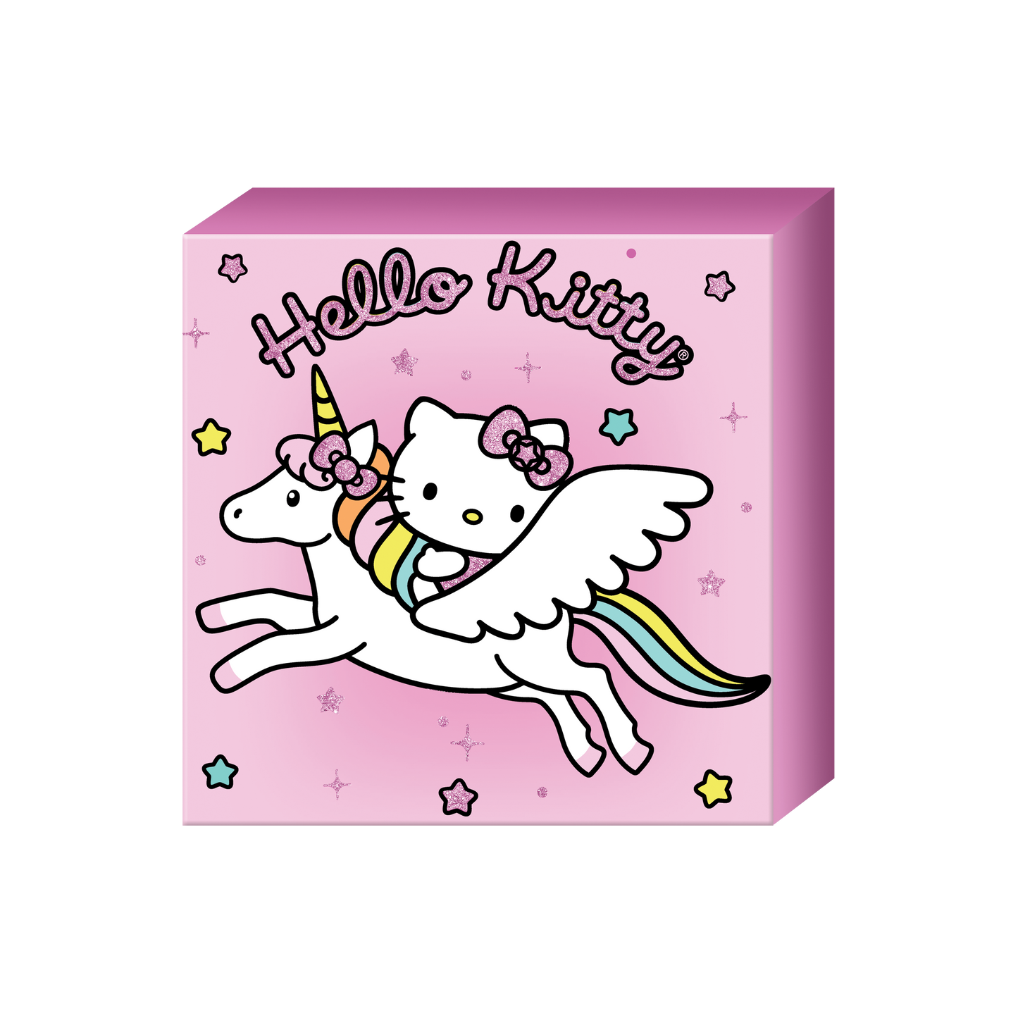 Hello Kitty Unicorn Star Glitter Box Wall Sign