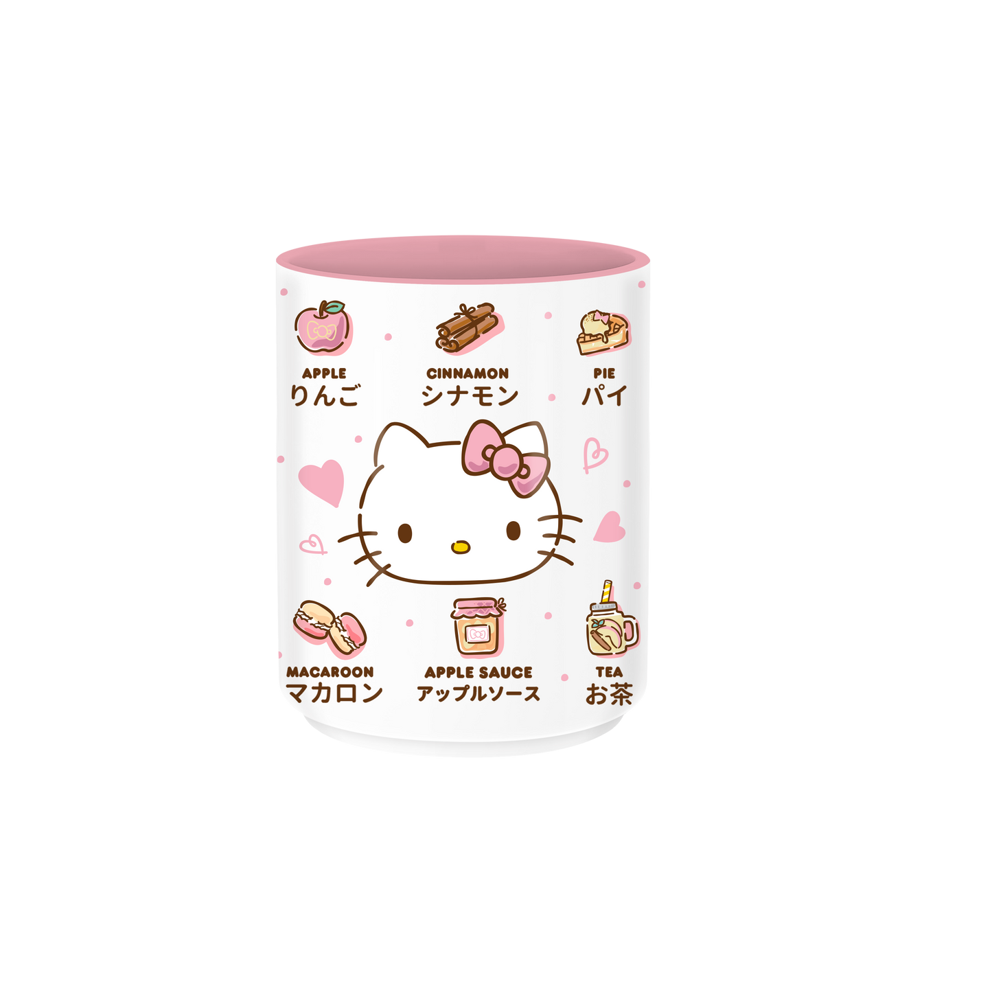 Hello Kitty Labeled Apple Icons 12oz Ceramic Asian Tea Cup