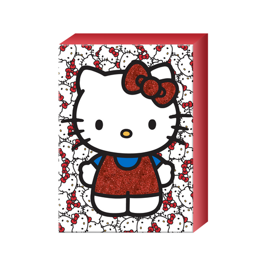 Hello Kitty Allover Faces Glitter 5" x 7" Box Sign Wall Art