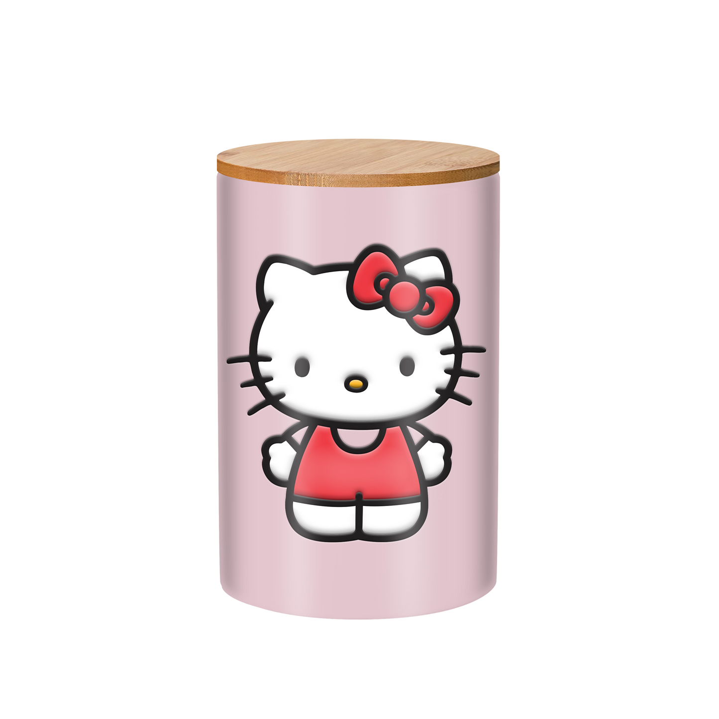 Hello Kitty Wax Resist 6.6" Ceramic Cookie Jar w/ Bamboo Lid