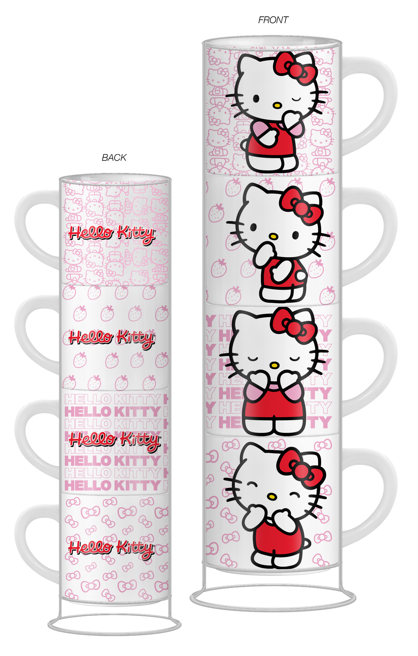 Hello Kitty Expressions Set   4pc 10oz Ceramic Mug Stack