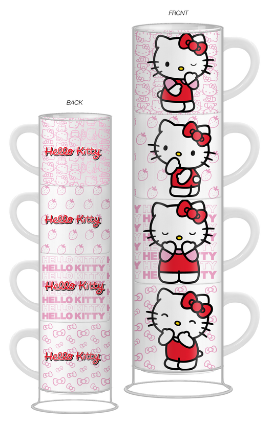 Hello Kitty Expressions Set   4pc 10oz Ceramic Mug Stack