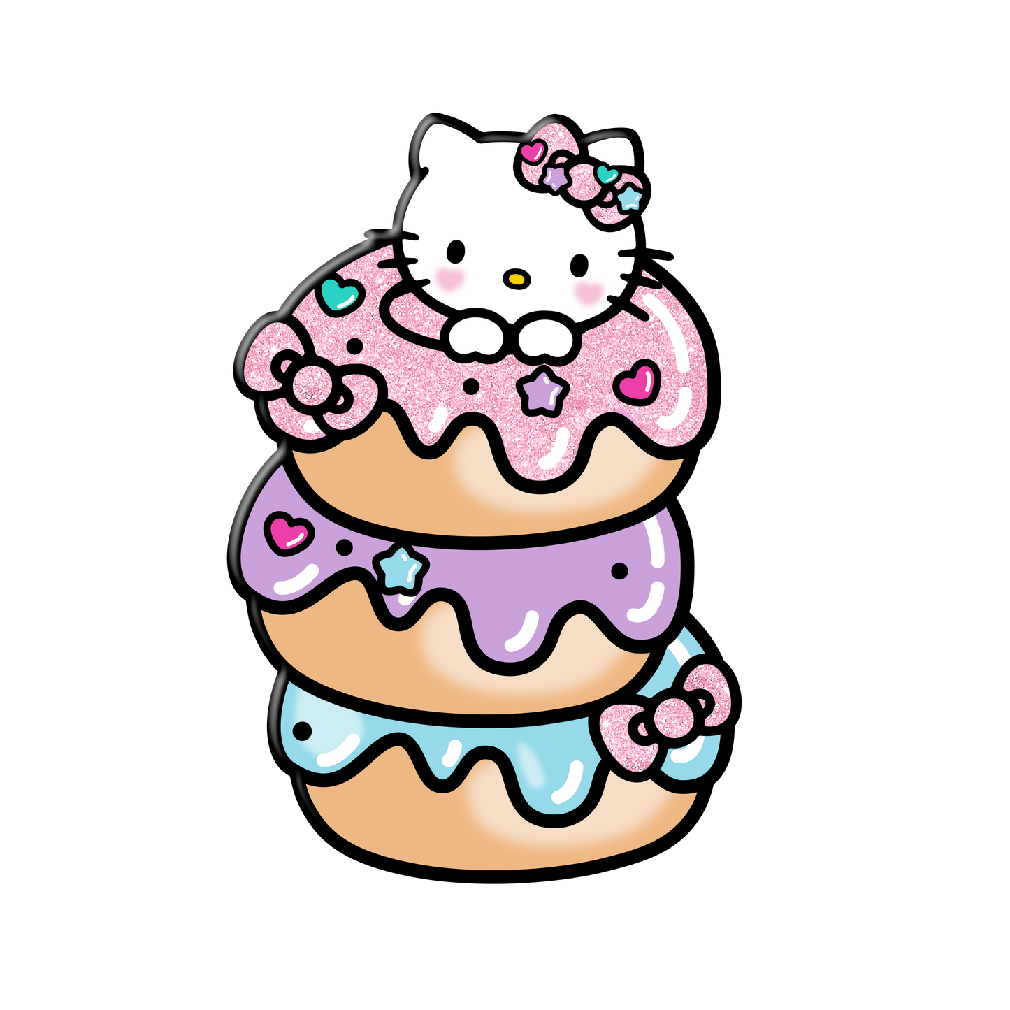 Hello Kitty Donuts Glitter Large Die Cut MDF Box Wall Sign