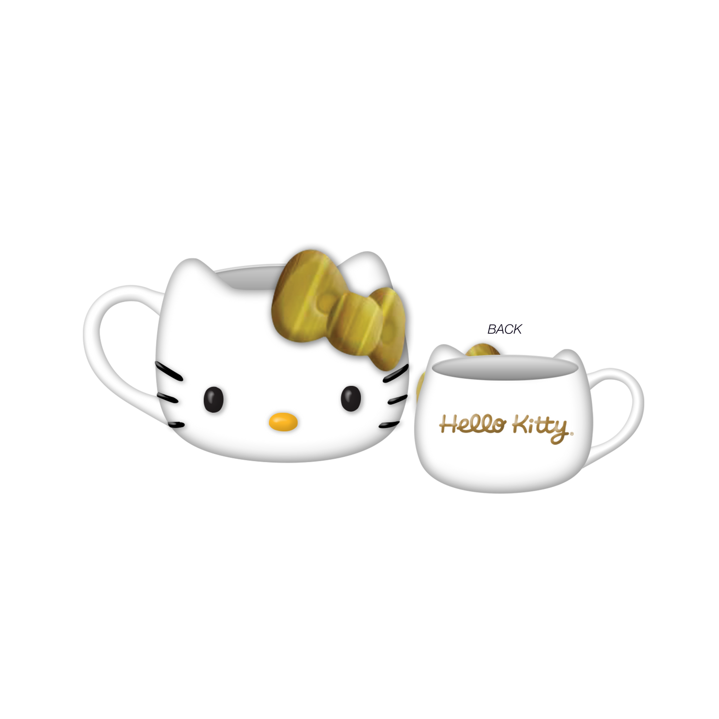 Hello Kitty Gold Bow Electroplate Ceramic 3D Sculpted Mug