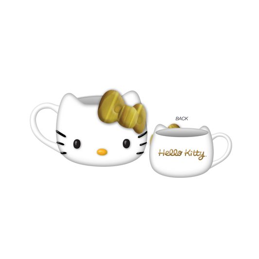 Hello Kitty Gold Bow Electroplate Ceramic 3D Sculpted Mug