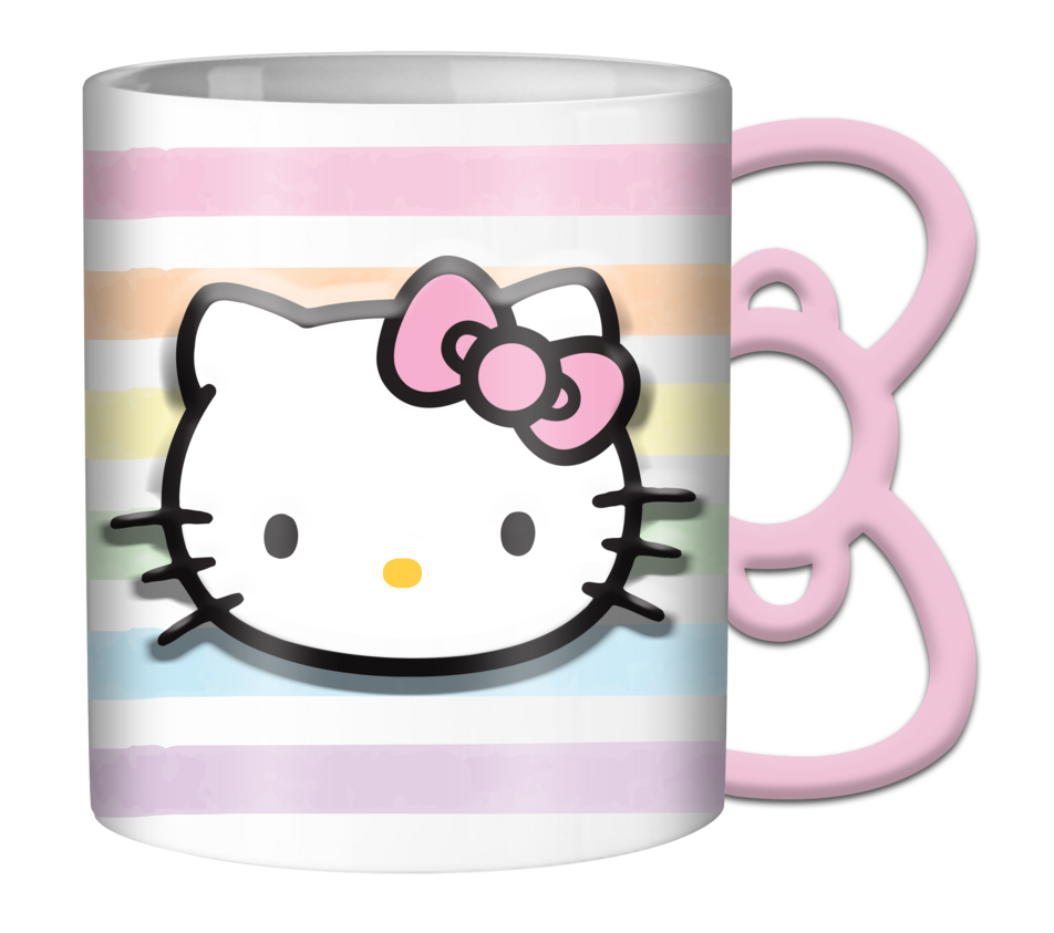 Hello Kitty Pastel Embossed 20oz Shaped Handle Ceramic Mug