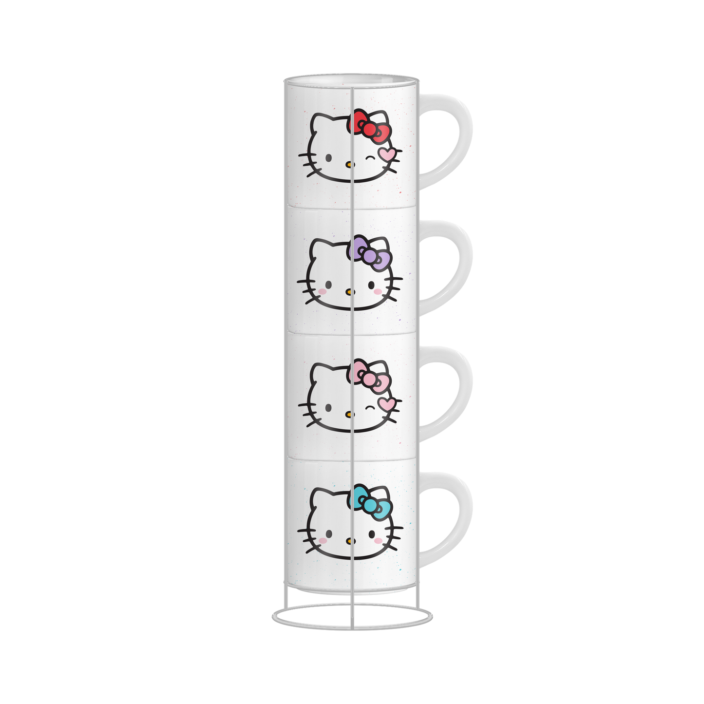 Hello Kitty Multi Faces Heart 4pc 10oz Ceramic Mug Stack