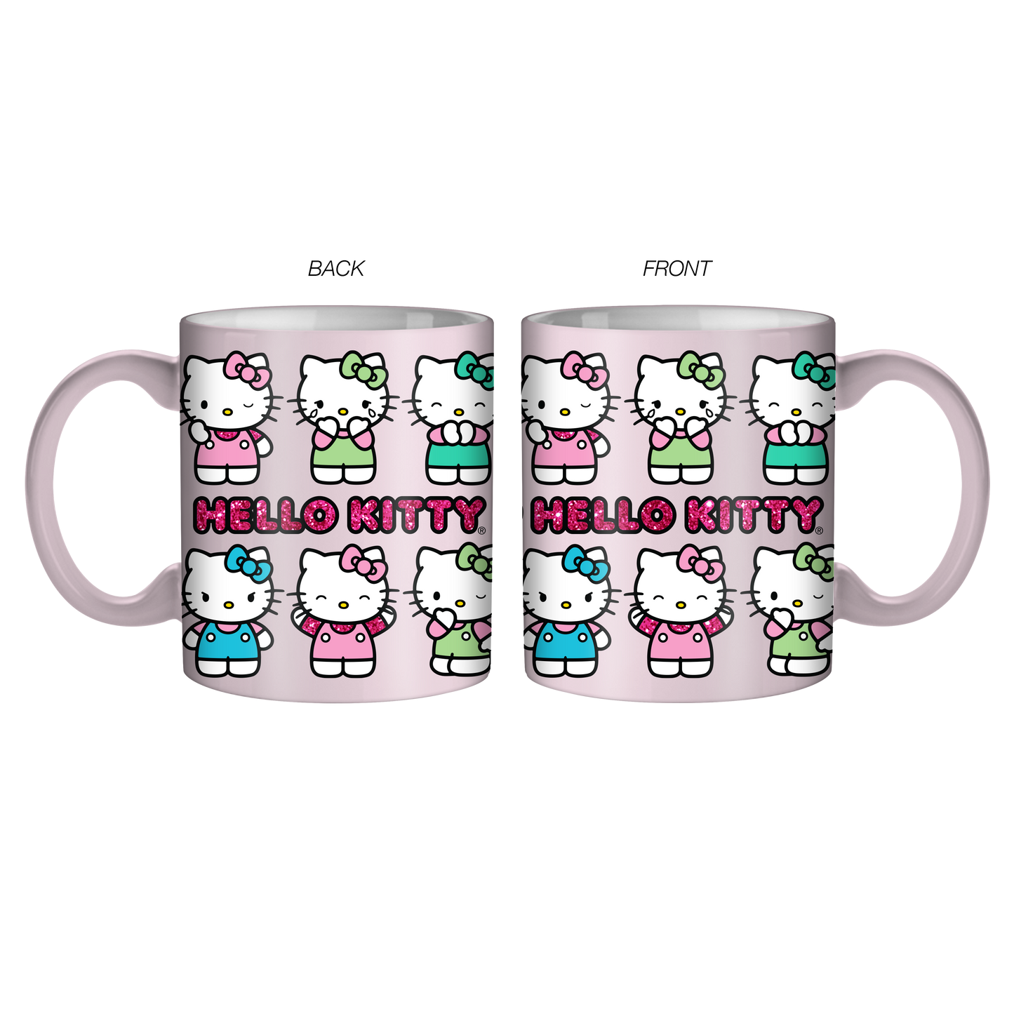 Hello Kitty Multi Pose Pastel Logo Glitter  20oz Ceramic Mug