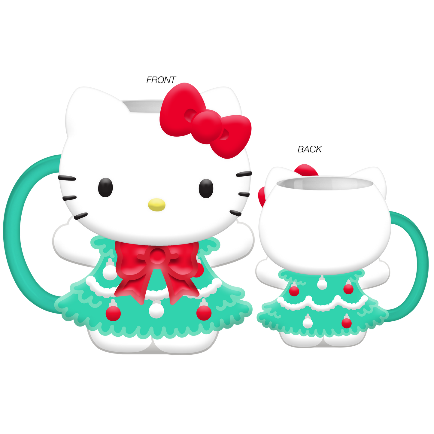 Hello Kitty Holiday Tree Dress Ceramic 3D Sculpted Mug